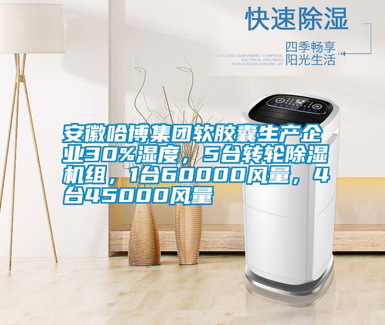 安徽哈博集團軟膠囊生產企業30%濕度，5臺轉輪除濕機組，1臺60000風量，4臺45000風量