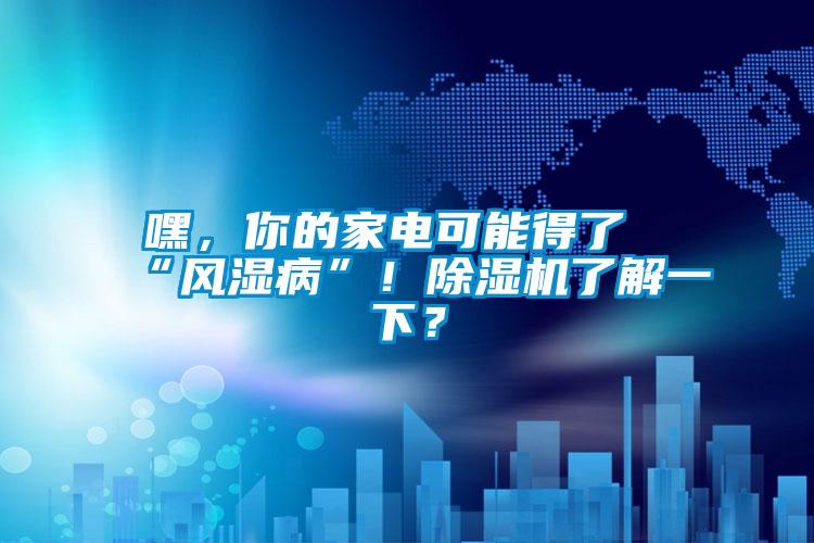 嘿，你的家電可能得了“風濕病”！除濕機了解一下？